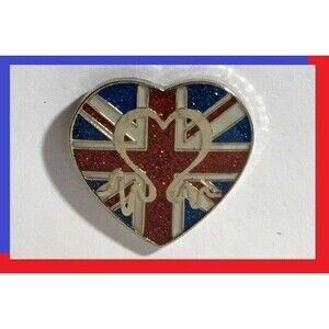 Love the UK Great Britain, British Flag Queen Elizabeth  Heart Pin